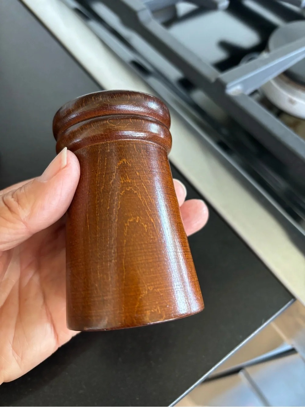 Vintage Wooden Salt And Pepper Mill Set, Bison Walnut Finish, “Olde Thompson”